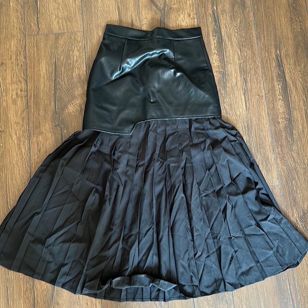 Faux leather skirt with ruffles